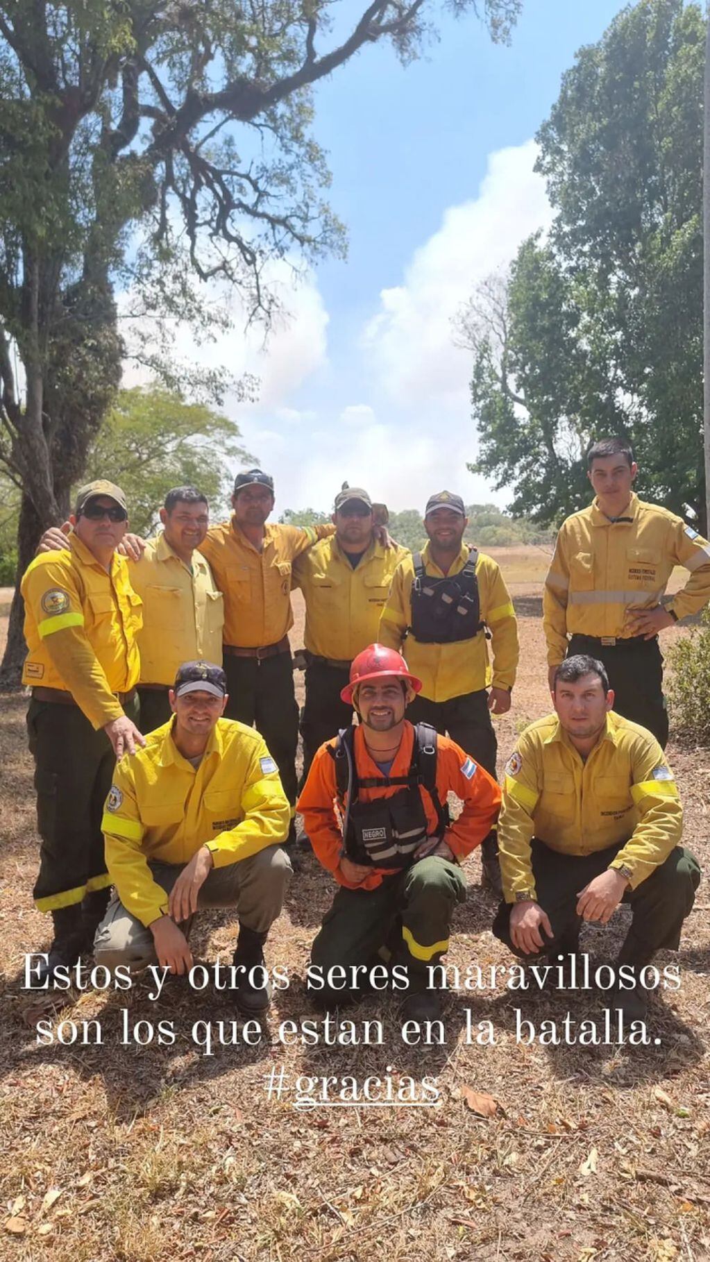 La actriz Juana Viale agradeció en su cuenta de Instagram a los bomberos voluntarios que luchan contra el fuego en Corrientes.