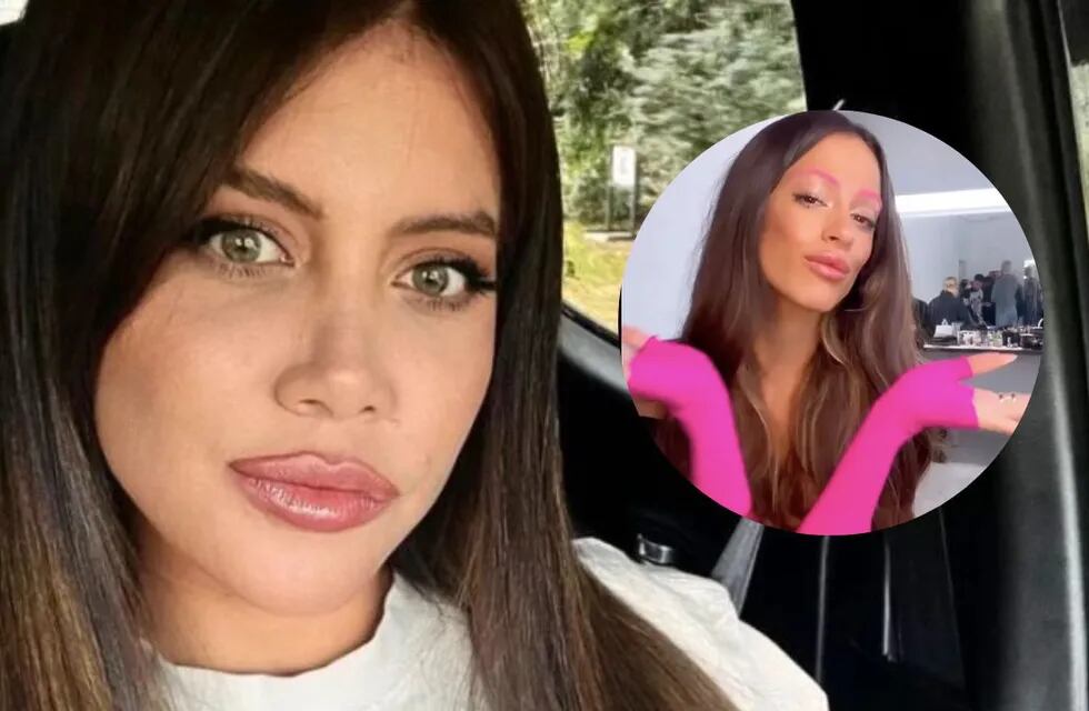 Al estilo de Tini Stoessel, Wanda Nara apareció con las cejas teñidas de fucsia.