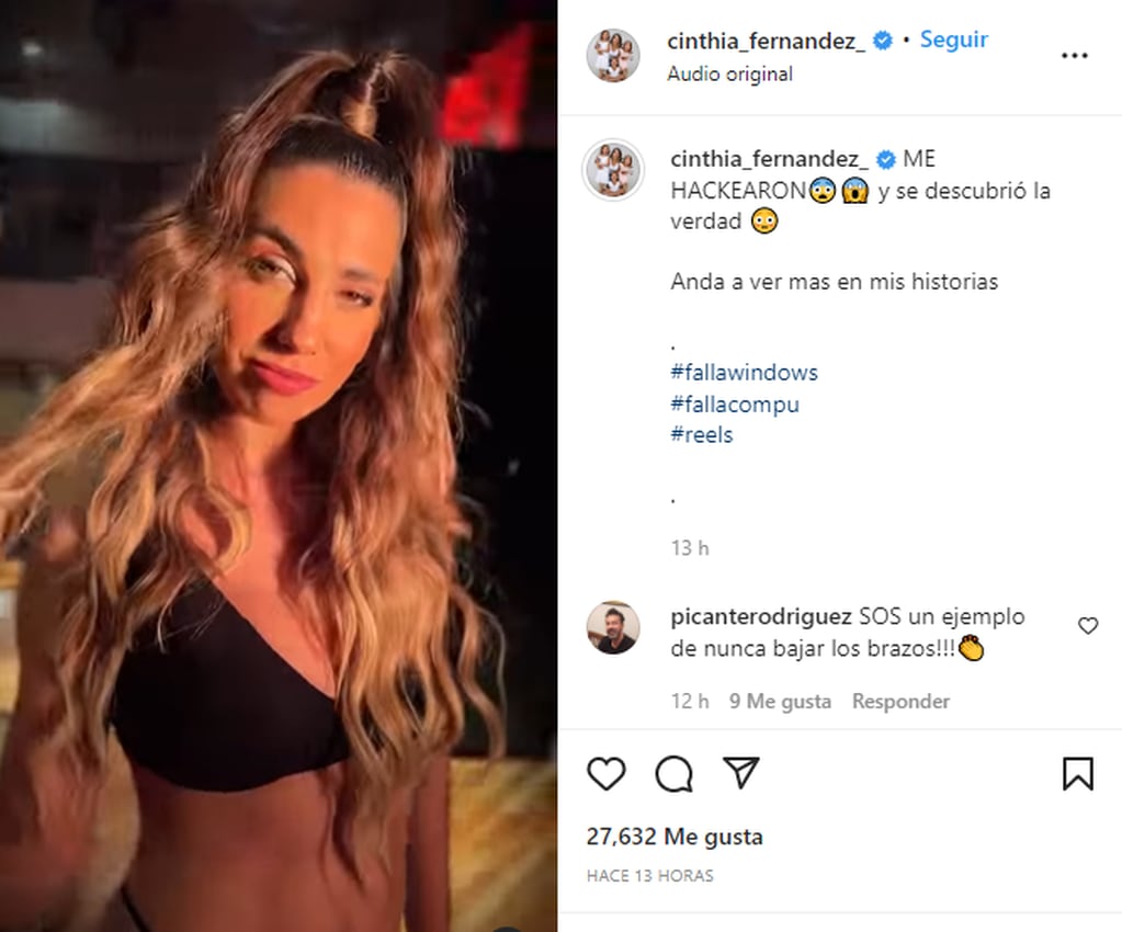 La publicación de Cinthia Fernández para promocionar su perfil en Divasplay.