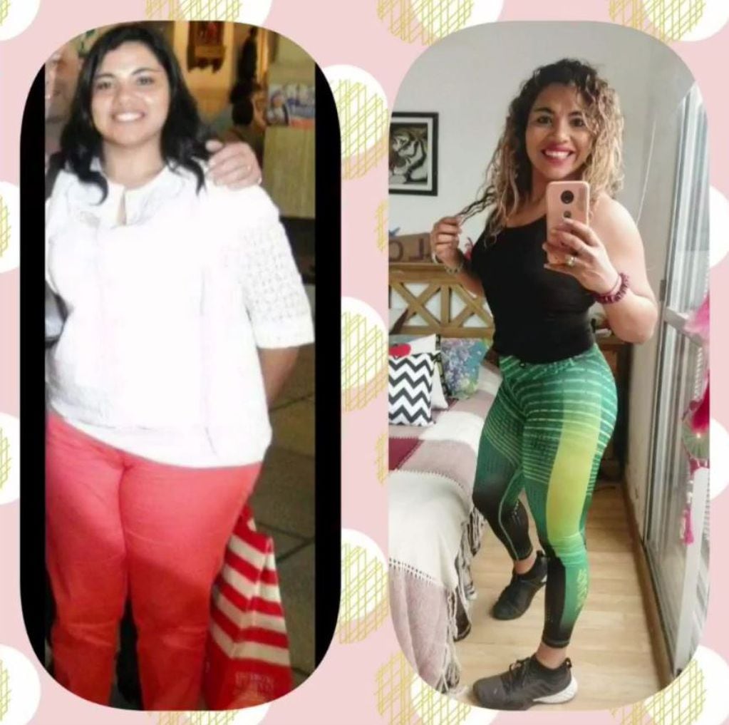 Luciana Florentín -  Antes y después en su vida. La disciplina en la buena alimentación, el ejercicio físico y la educación, la ayudó a llegara a su peso saludable.