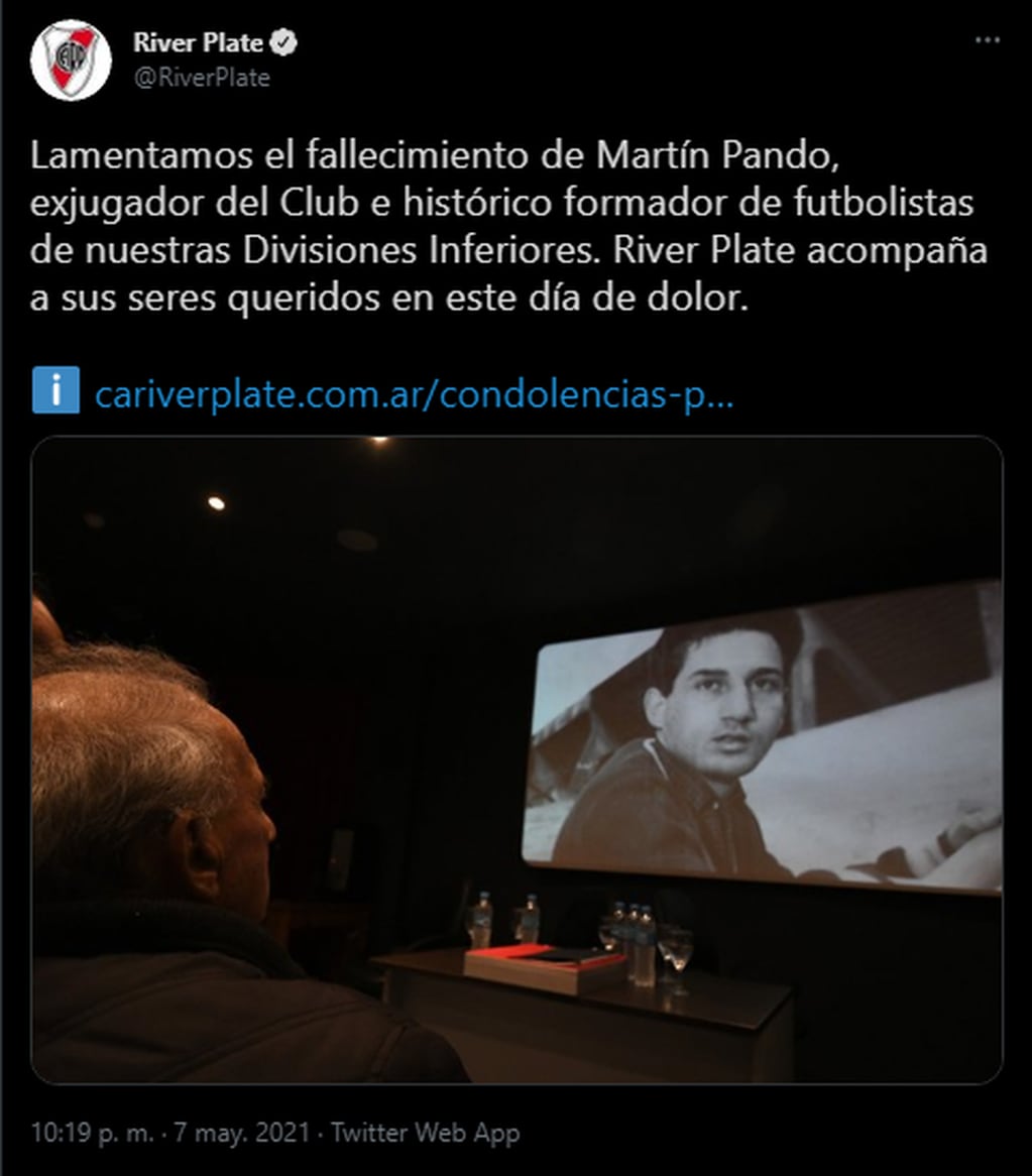 El mensaje de River tras la muerte de Martín Pando.