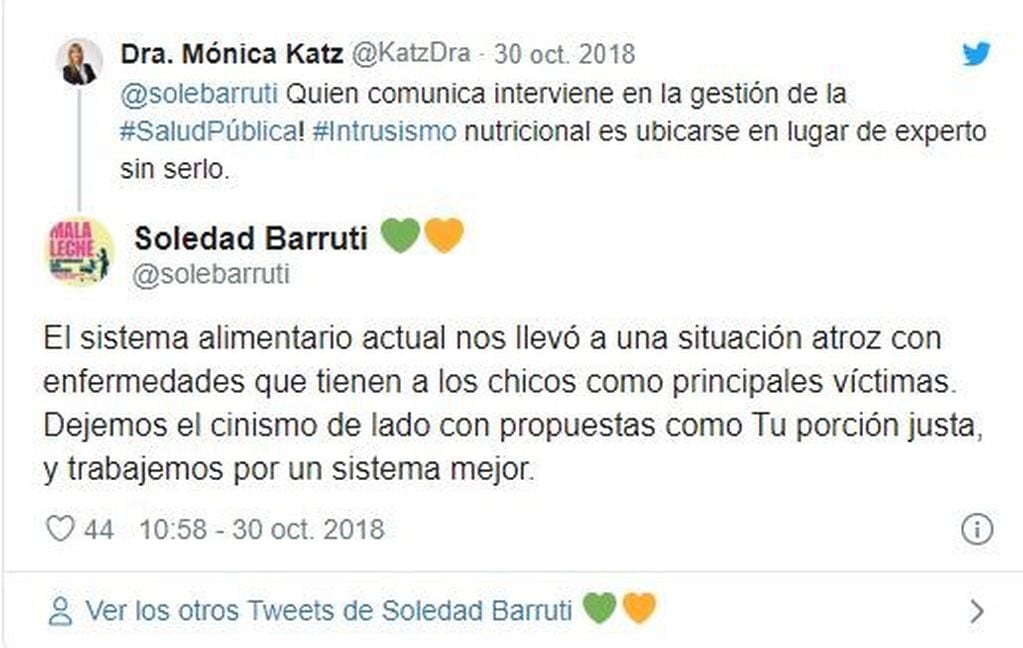 El cruce de Soledad Barrutti y Mónica Katz (Twitter)