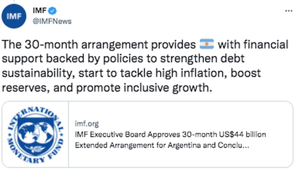 El FMI comunicó que aprobó el acuerdo con Argentina.