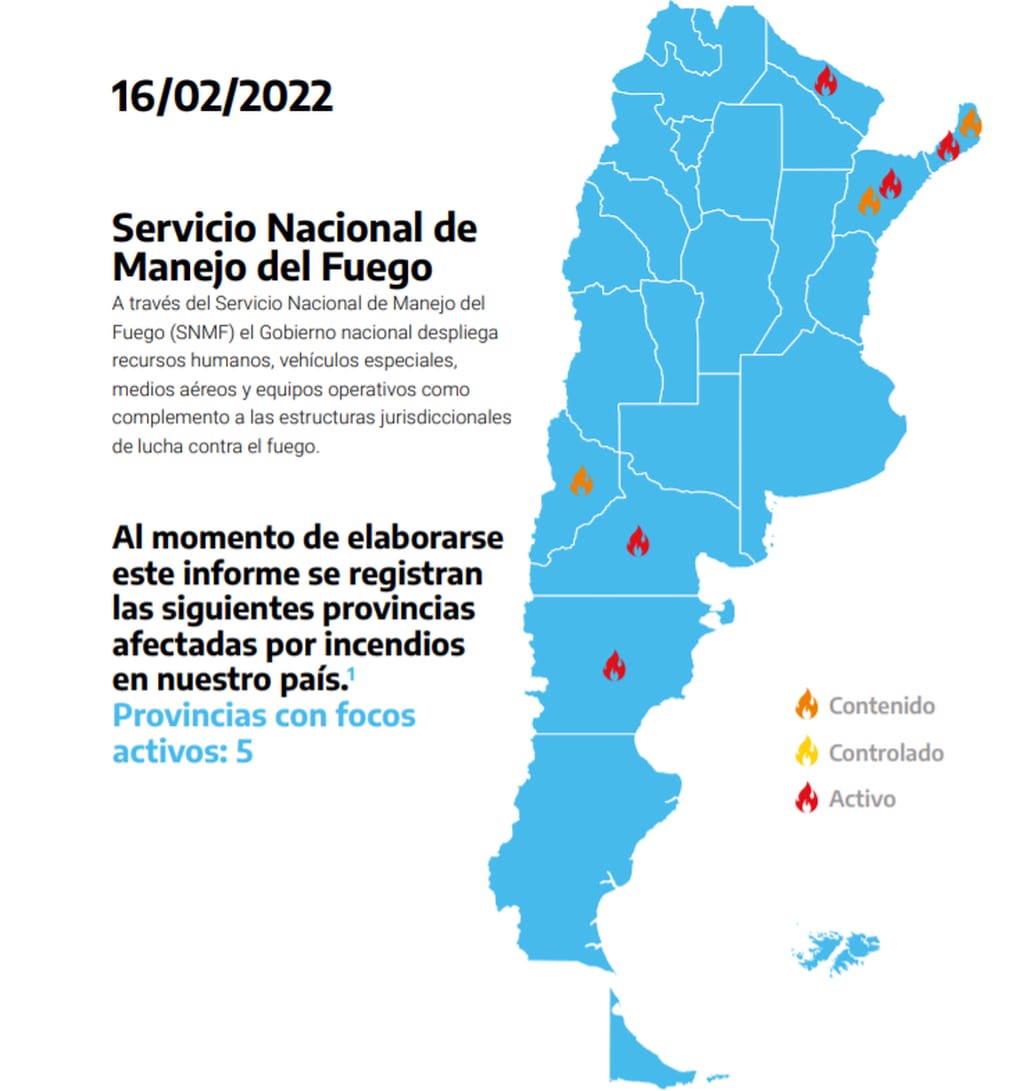 Reporte de incendios en el país por el Ministerio de Ambiente y Desarrollo Sostenible.