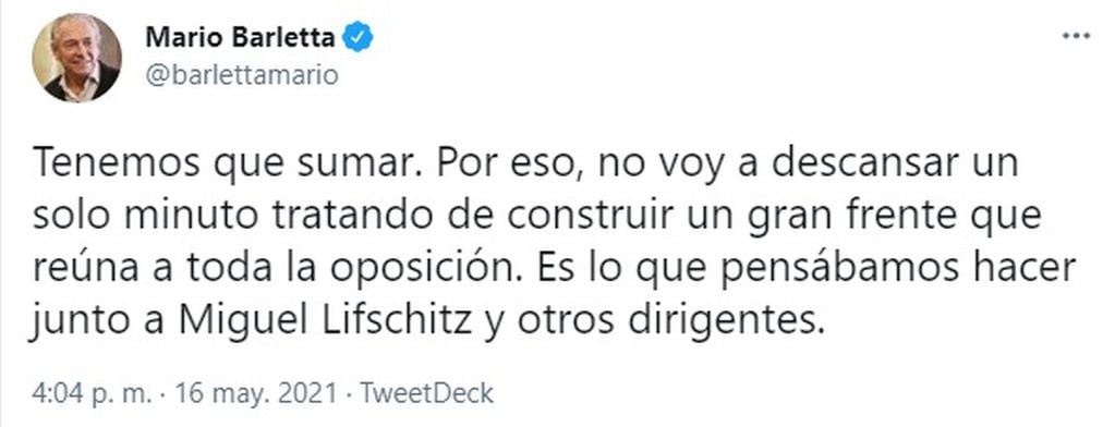 El radical decidió meterse de lleno en la cuestión de la campaña electoral con una serie de tuits.