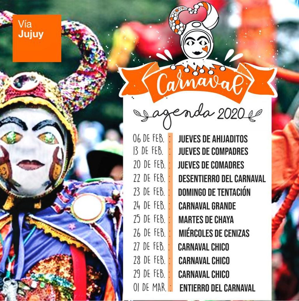 Calendario carnavalero 2020 en Jujuy