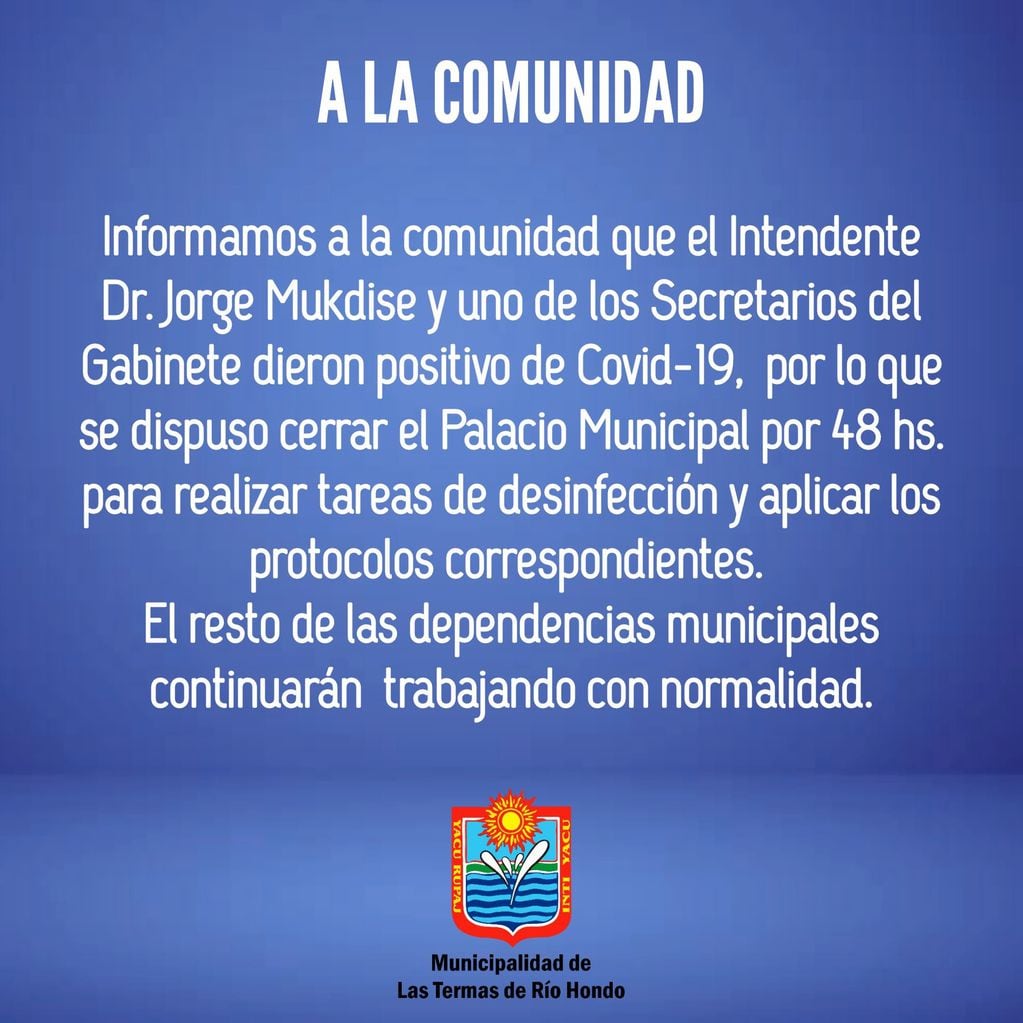 Prensa: Municipalidad de Las Termas de Río Hondo.