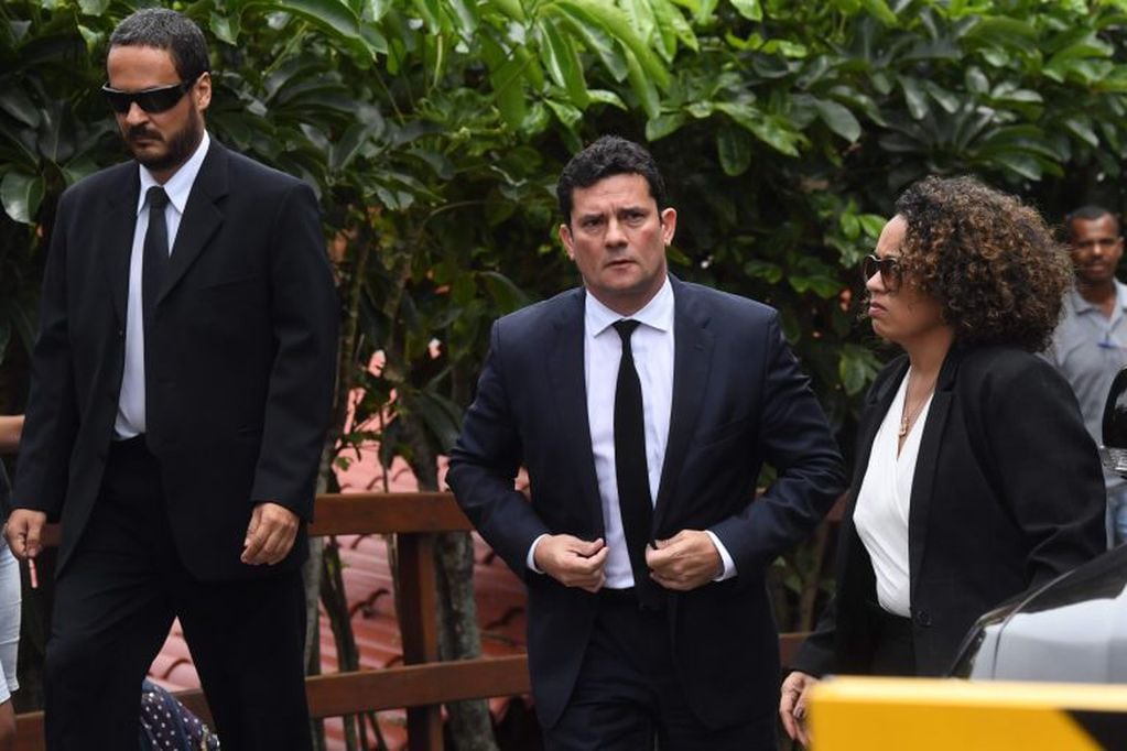 Sergio Moro, al finalizar la reunión con Jair Bolsonaro. Foto: AFP.