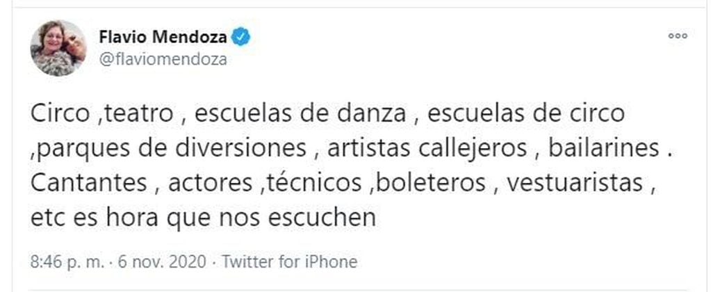 Flavio Mendoza convocó a una marcha (Twitter)