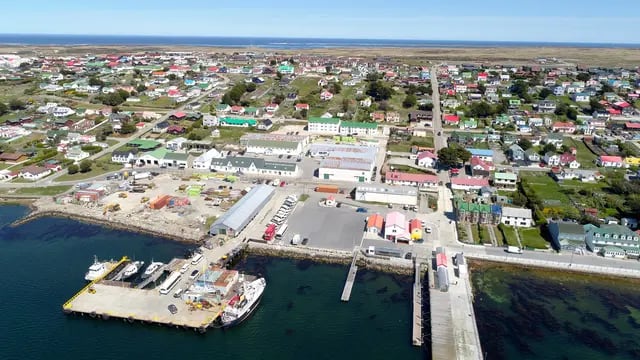 Vista aérea de Puerto Argentino