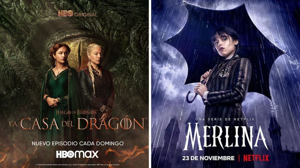 House of the Dragon y Merlina son los mayores éxitos de series de HBO Max y Netflix, respectivamente.