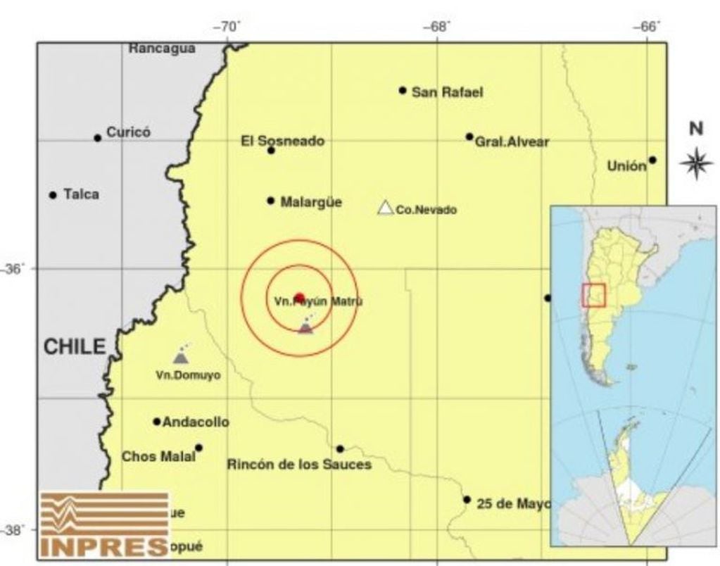 El primer sismo se registró en Malargüe.