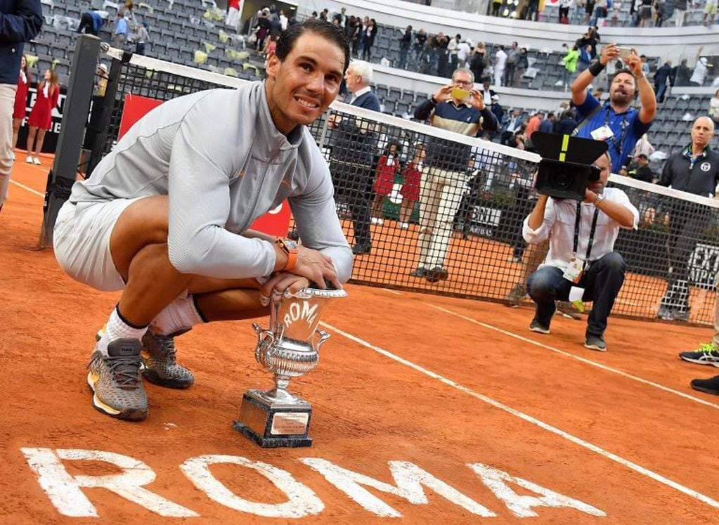 Rafael Nadal, festejando su octavo título en Roma. Foto: ANSA