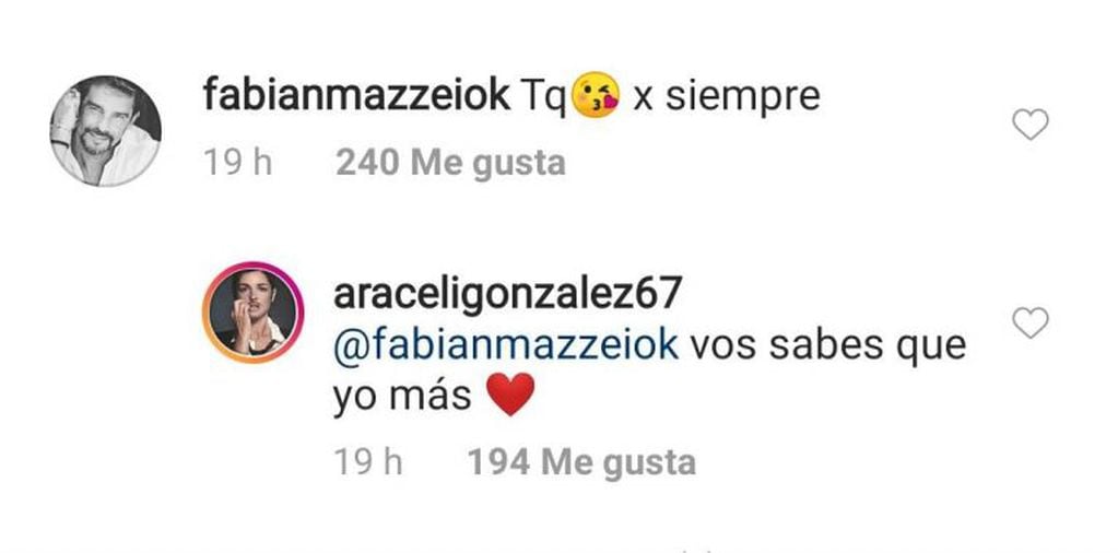 La respuesta de Fabián Mazzei (Foto: Instagram Araceli González)