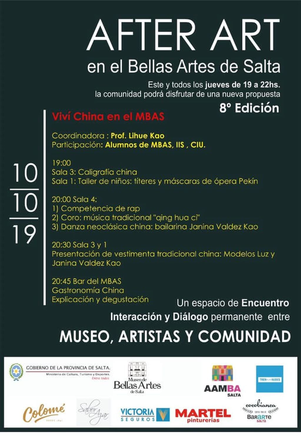 Cronograma AFTER ART 10/10 (Facebook Museo Bellas Artes Salta)