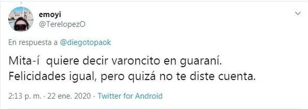 Un usuario de Twitter alertó a Diego "Topa" por haber llamado "varoncito" a su hija (Foto: Twitter/ @TerelopezO)