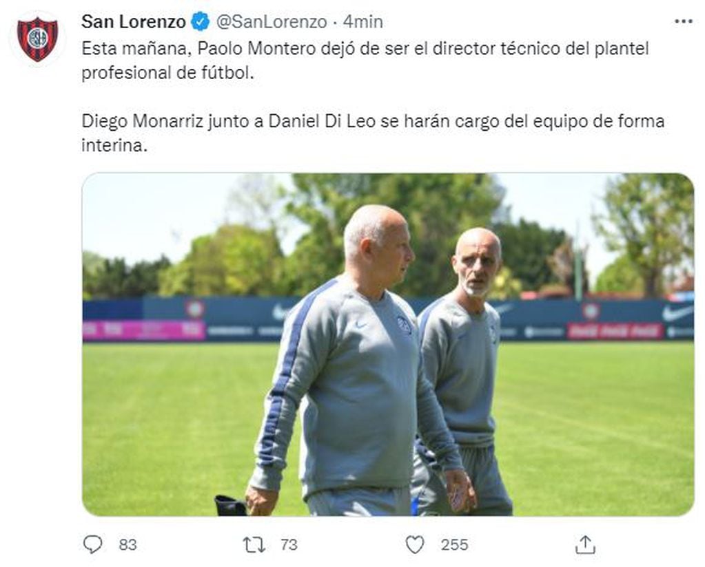 Paolo Montero dejó de ser el entrenador de San Lorenzo.