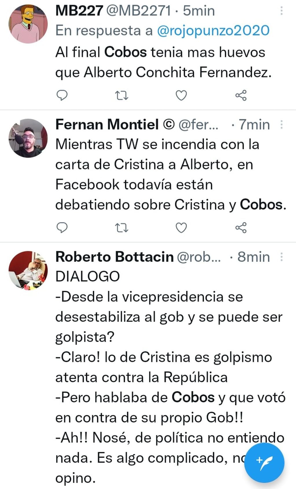 Comentarios sobre Julio Cobos a raíz de la carta de Cristina Fernández.