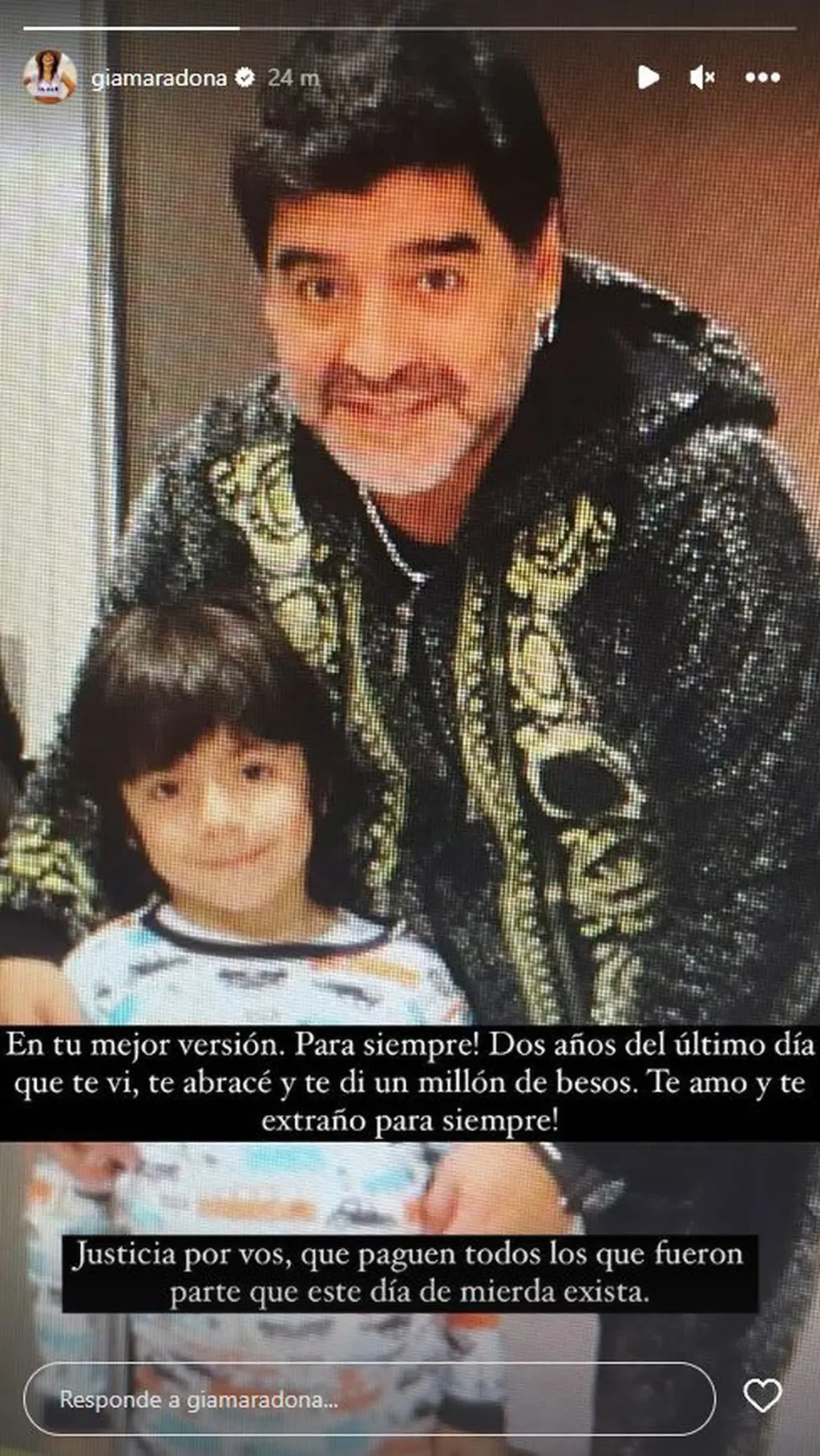 La tierna foto que compartió Gianinna Maradona en sus redes.