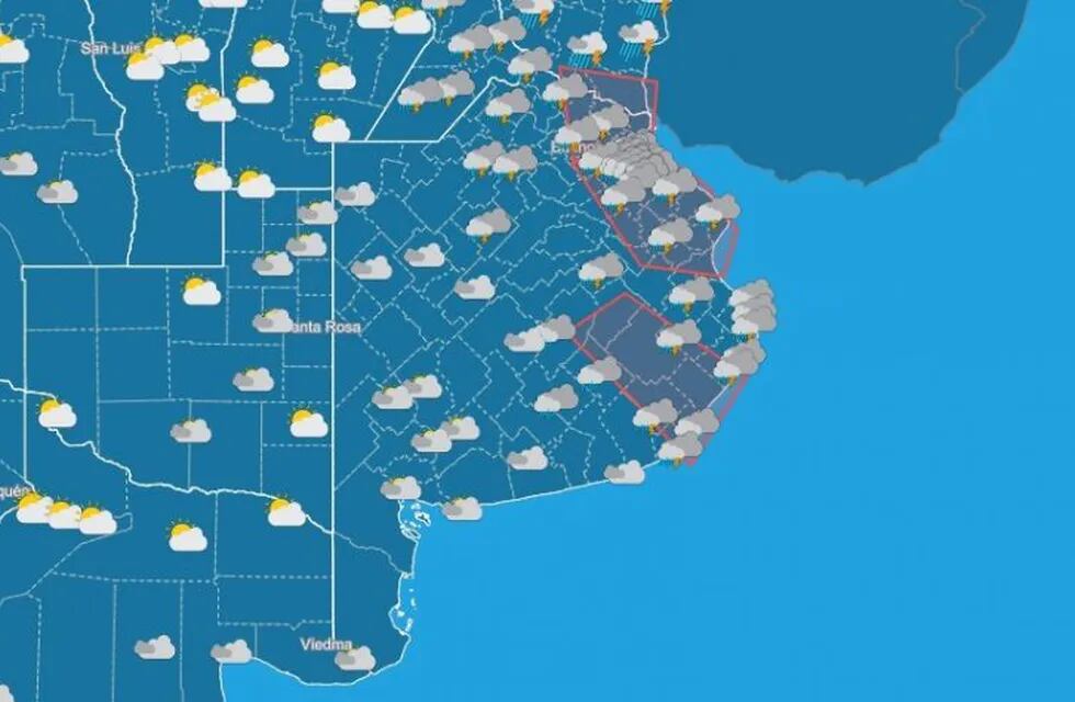 Alerta meteorológica para Mar del Plata (web).