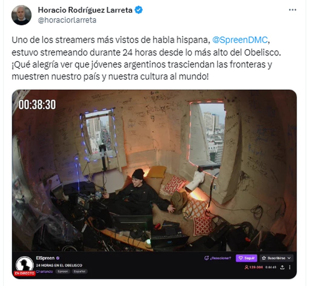 El tuit de Horacio Rodríguez Larreta sobre Spreen.