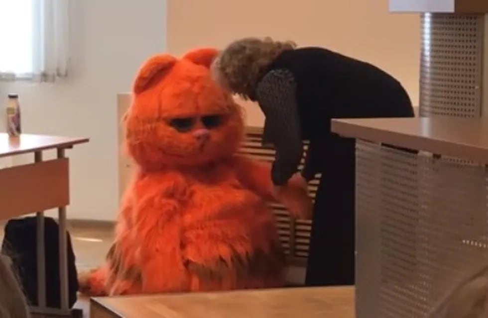 Estudiante disfrazado de Garfield (Web)