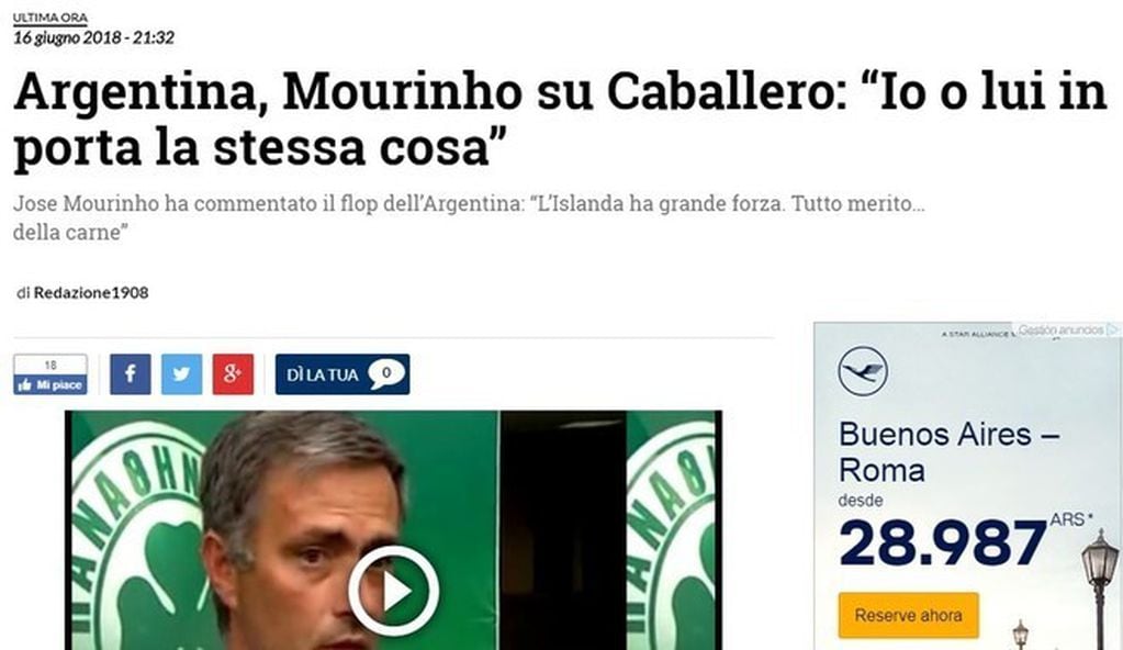 Mourinho, crítico con Willy Caballero.