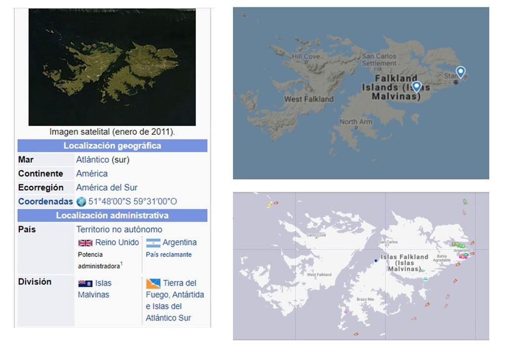 Lugares donde se utiliza la toponimia inglesa.  Marinetraffic (seguimiento marítimo) Flight Radar 24 (seguimiento aéreo) , Wikipedia (enciclopedia virtual),