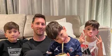 Lionel Messi tomó mate con sus hijos