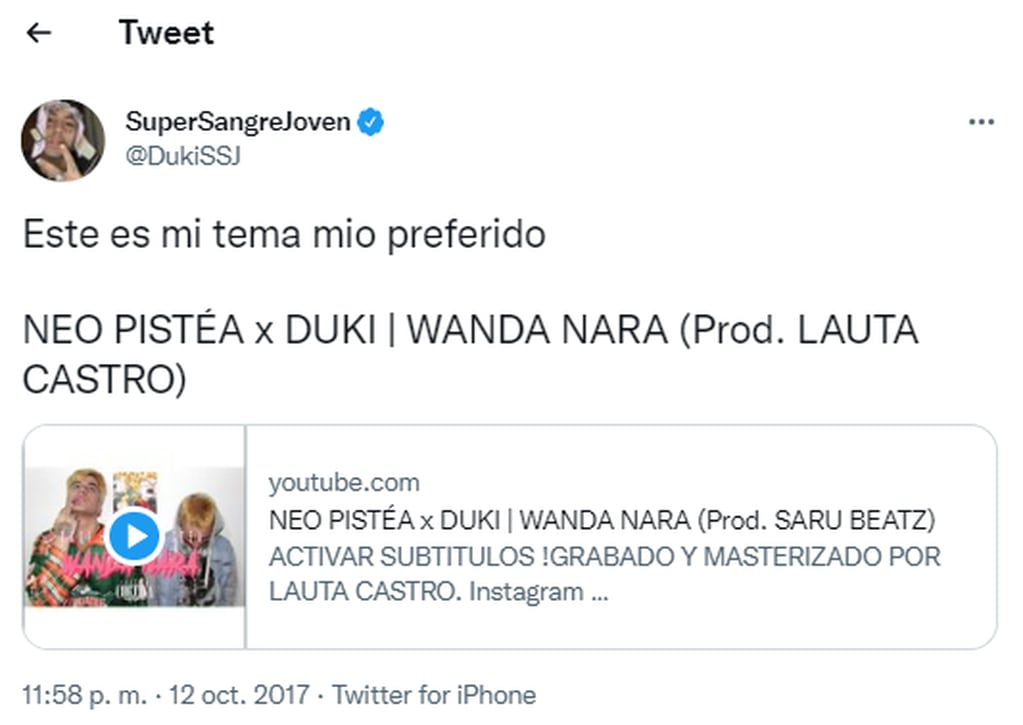 “Wanda Nara”, la canción de Duki y Neo Pistea que cumplió 5 años