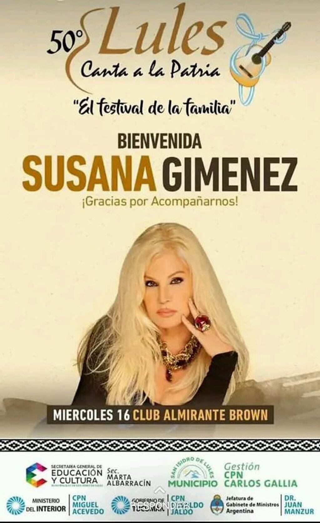 Susana Giménez visitará la ciudad de Lules.