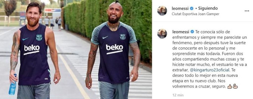 Lionel Messi y Arturo Vidal (Captura Instagram)