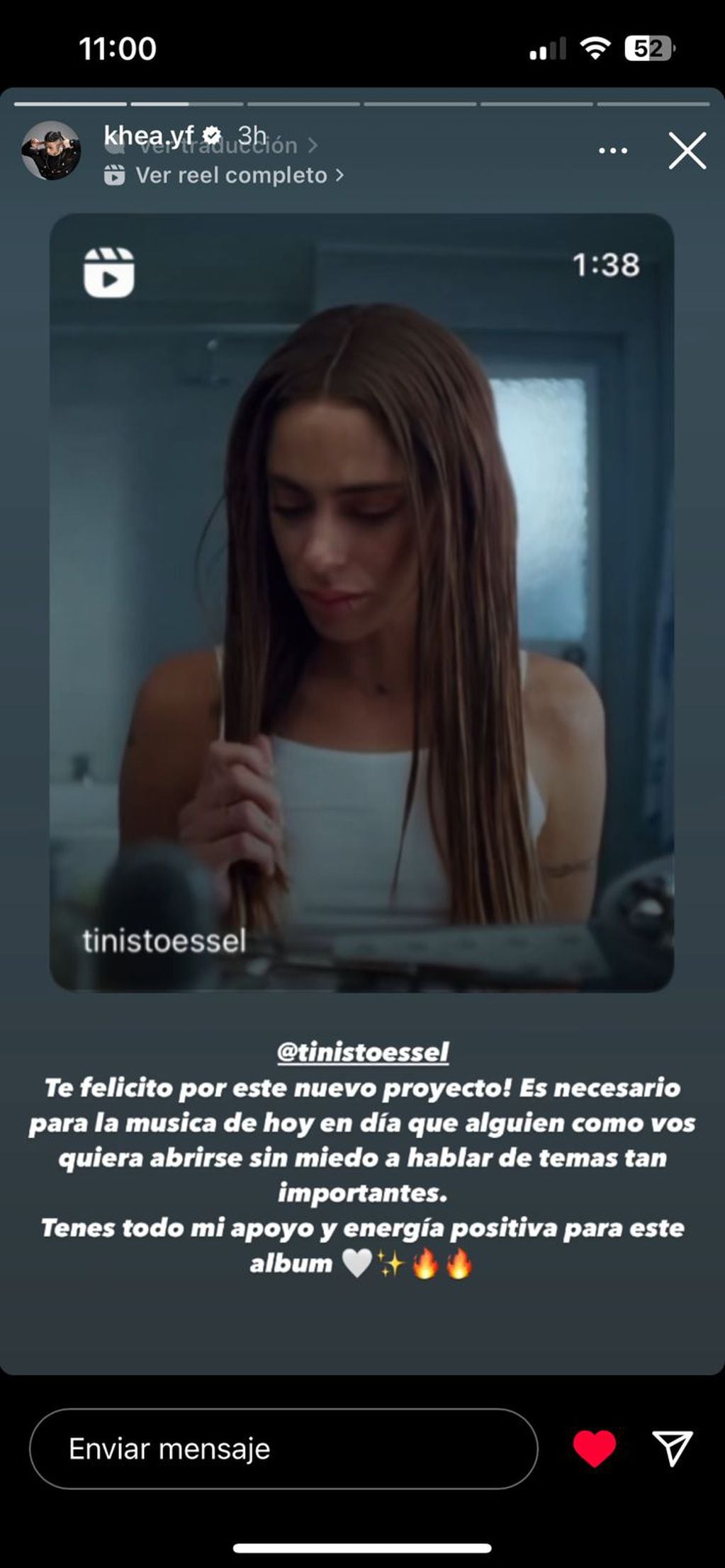 Khea felicitó a Tini Stoessel por el lanzamiento de "Un mechón de pelo", su nuevo álbum