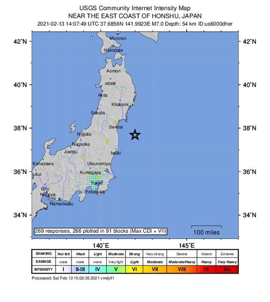Temblor en Japón (Foto: EFE/EPA/USGS)
