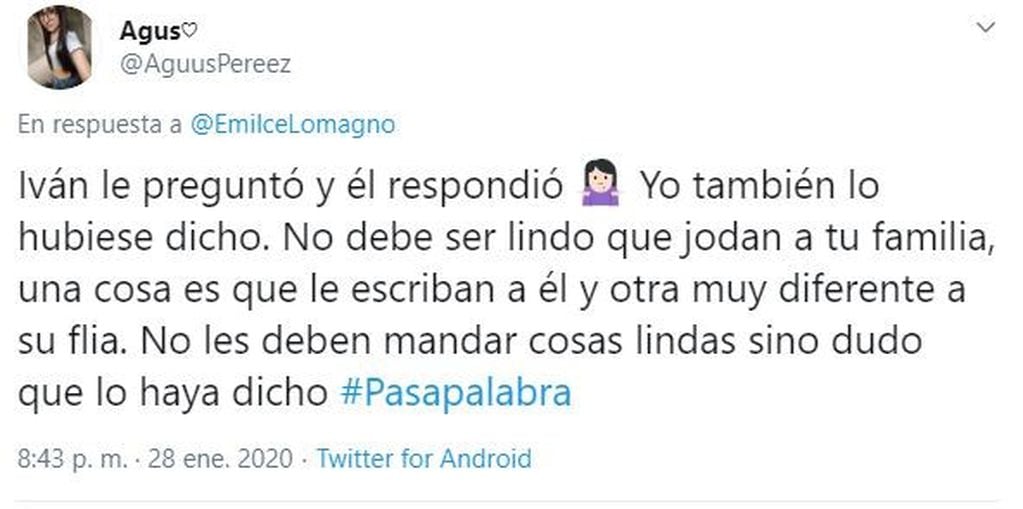Twitter sobre Ramiro de Pasapalabra