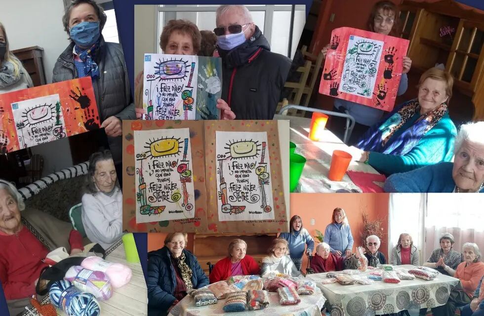 Adultos mayores tejieron para los niños de los Centros de Primera Infancia y recibieron dibujitos en agradecimiento