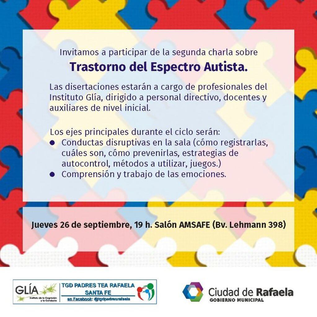 Este jueves se llevará a cabo la segunda charla sobre autismo organizado por Glía, la Municipalidad de Rafaela y el grupo de Padres TGD-TEA (Prensa Municipalidad de Rafaela)