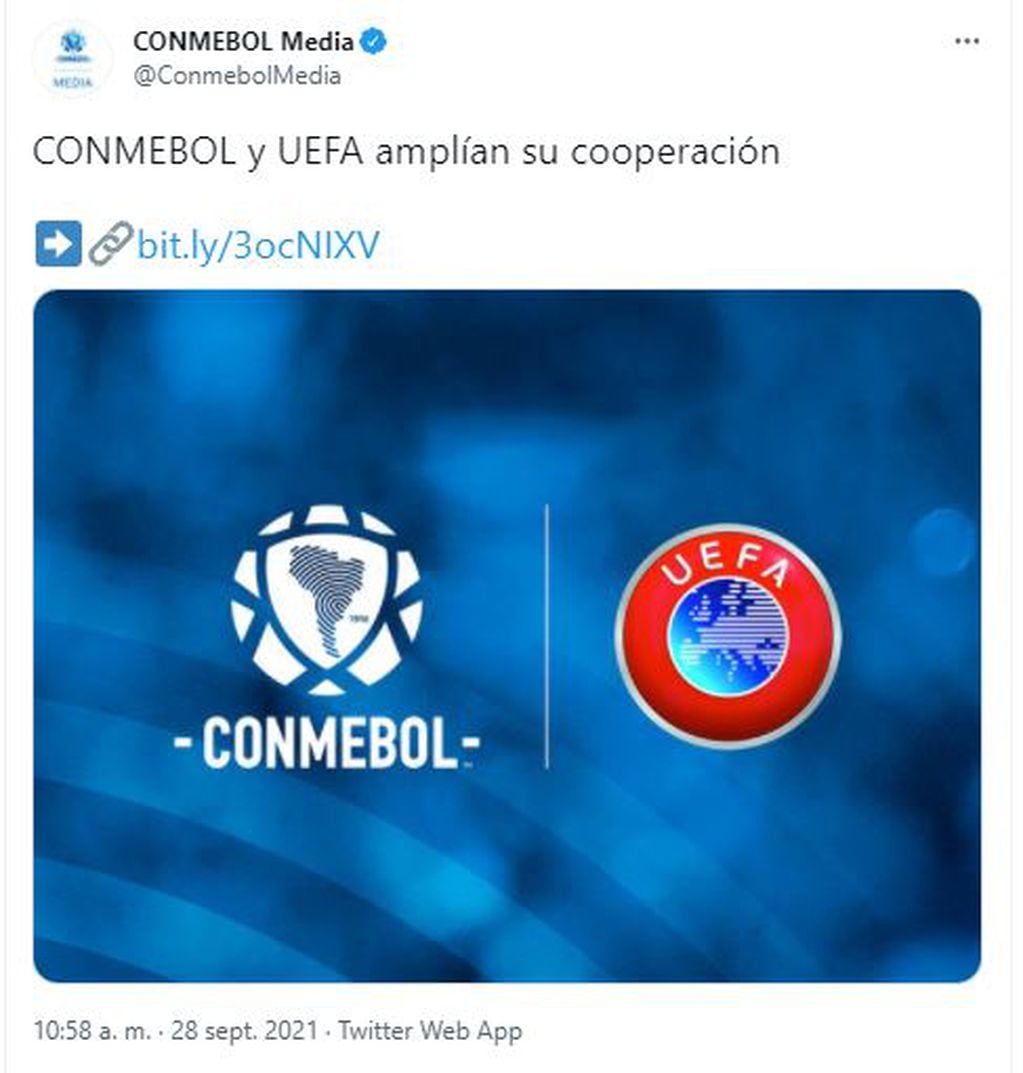 Conmebol y UEFA acordaron que Argentina e Italia disputen la Copa Euroamericana en junio de 2022, por ser campeones vigentes de las Copa América y Eurocopa.