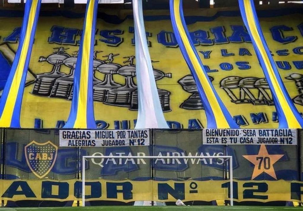 Las banderas de Boca para Miguel Ángel Russo y Sebastián Battaglia.