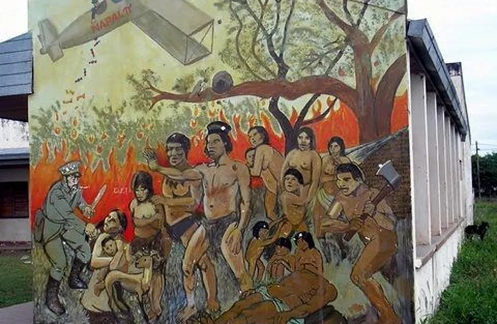 El mural en Chaco que representa la masacre de Napalpí.