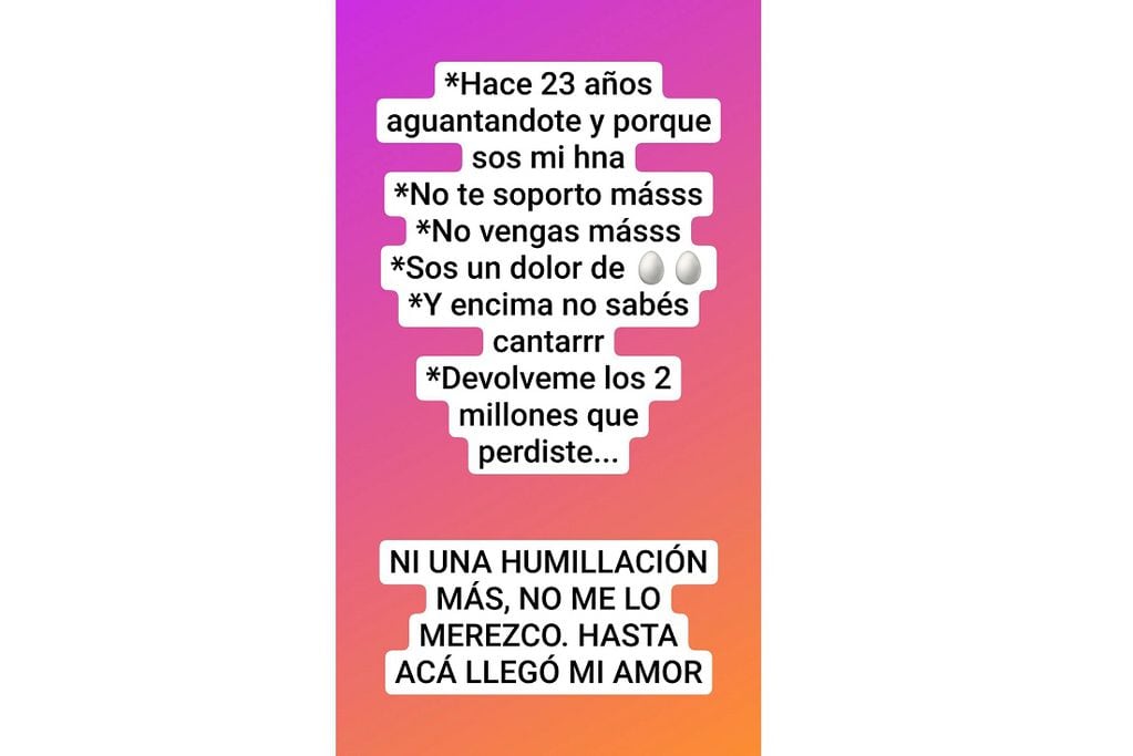 El listado de "humillaciones" que habría vivido Romina siendo parte de Damas Gratis. (Instagram).