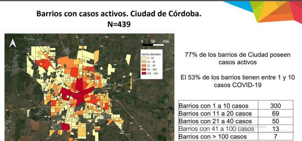 Mapeo barrios coronavirus en Córdoba