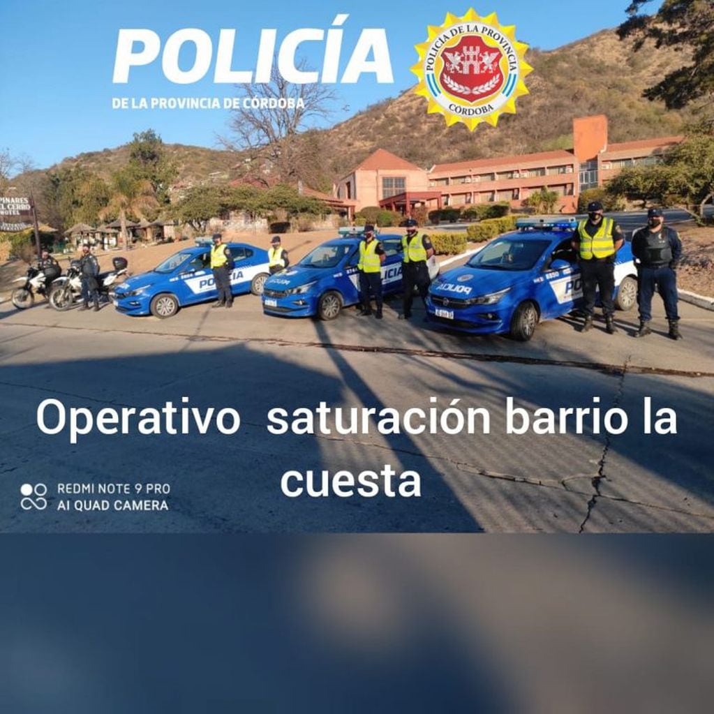 "Operativos saturación" en un barrio de Carlos Paz. (Foto: Policía de Córdoba).