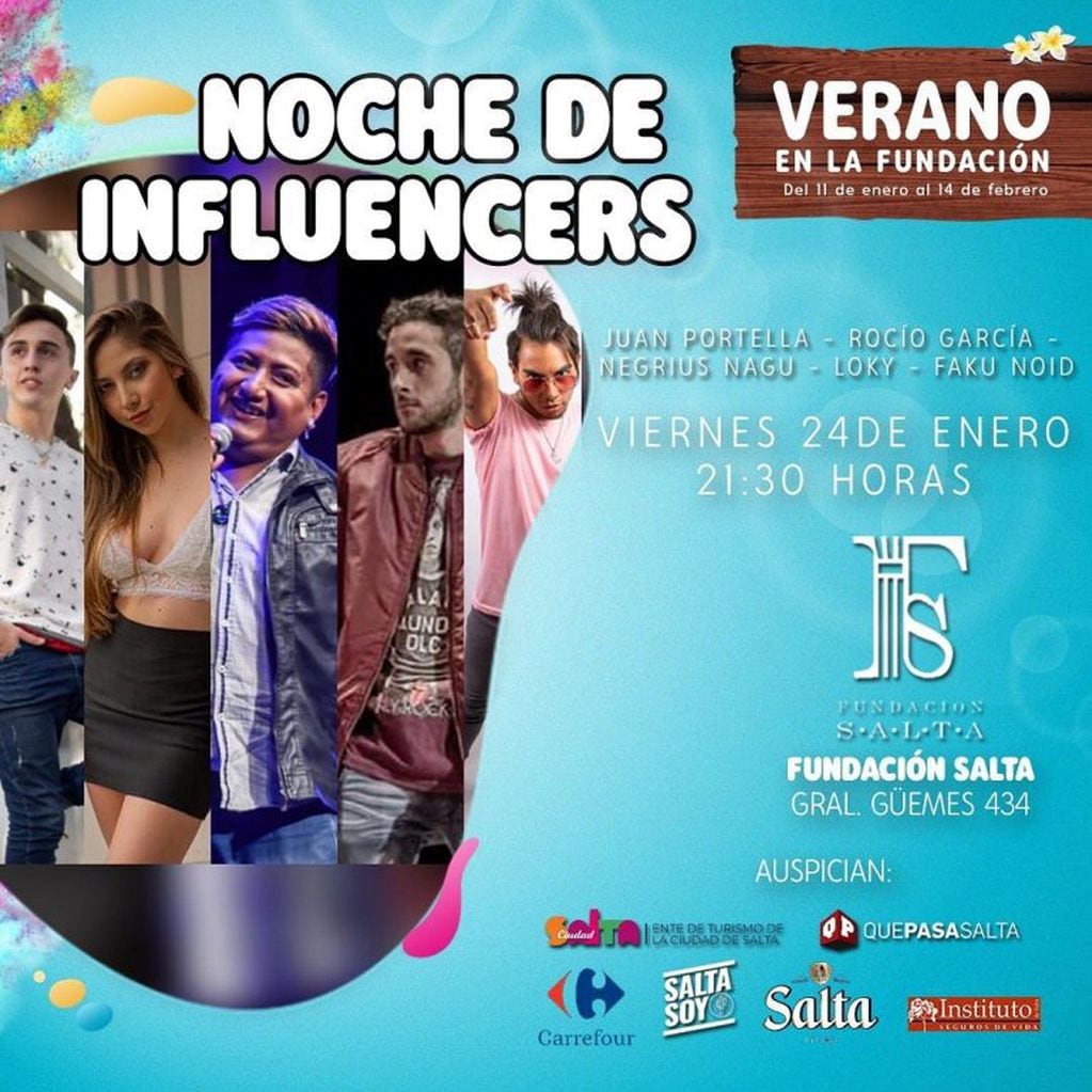 Noche de Influencers en Verano en la Fundación (Facebook Fundación Salta)