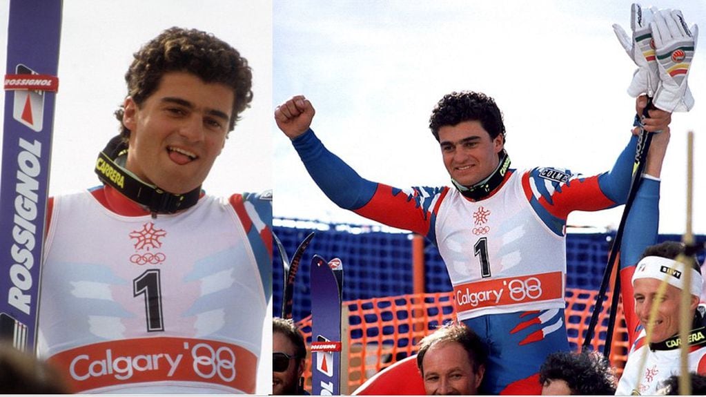 Alberto Tomba, múltiple medallista olímpico italiano que inspiró a Cristián Simari Birkner a dedicarse de lleno al esquí alpino.