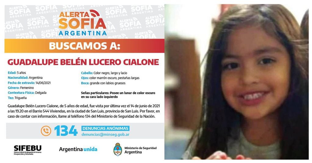La imagen que se difundió y sigue difundiendo de Guadalupe Lucero como parte del programa Alerta Sofía.