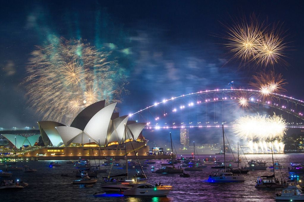 Una imagen del festejo del Año Nuevo en Sídney. Los turistas otra vez podrán disfrutar de sus paisajes a partir del 21 de febrero próximo.