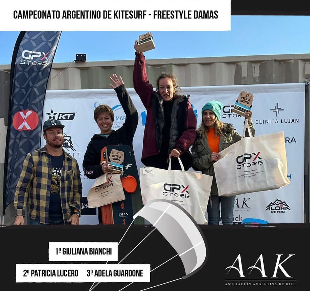 Campeonato Argentino de Kitesurf en Potrerillos.  Podio Freestyle damas