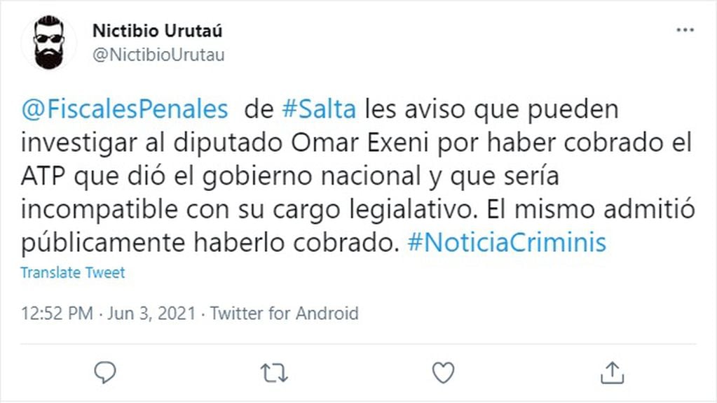 En las redes sociales los salteños criticaron al diputado por cobrar el ATP.