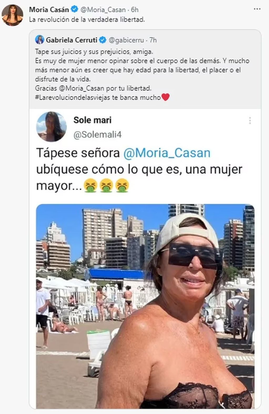 Gabriela Cerruti, vocera de gobierno, salió a twittear en apoyo a Moria Casán